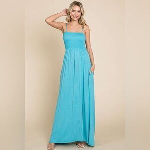 Culture Code Full Size Smocked Cami Maxi Dress with Pockets